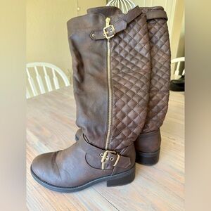 DREAM PAIRS Women's Knee High Boots Wide Calf Low Heel Riding Boots Size 7.5